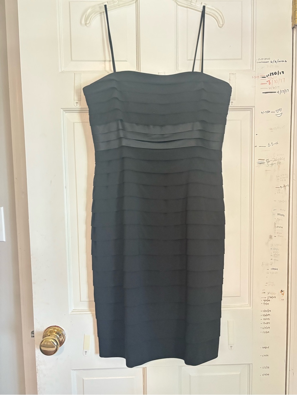 Anne Klein Black Layered Spaghetti-Strap Sheath Cocktail Dress